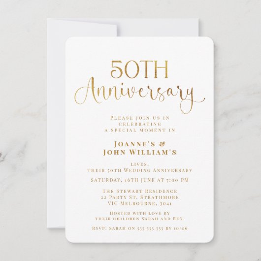 Minimalistisch Gold Script 50ste bruiloft Jubileum Kaart (Voorkant)