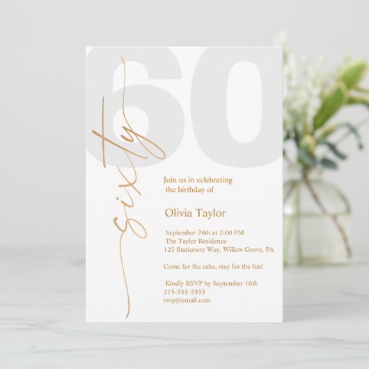Minimalistisch Gold Script 60ste verjaardag Kaart (Staand voorkant)