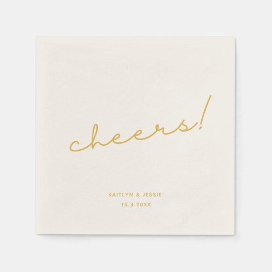 Minimalistisch Gold Script Custom Cheers Weddensch Servet (Voorkant)