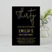 Minimalistisch Gold Script | Dertigste verjaardag Folie Uitnodiging (Staand Voorkant)