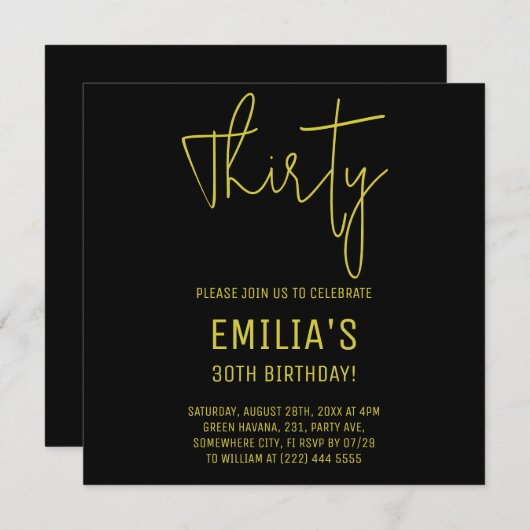 Minimalistisch Gold Script | Dertigste verjaardag Save The Date (Voorkant / Achterkant)