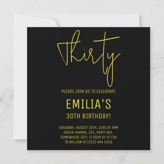 Minimalistisch Gold Script | Dertigste verjaardag Save The Date (Voorkant)