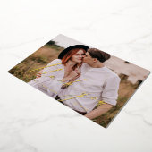 Minimalistisch Gold script foto's bruiloft bedankt Folie Uitnodiging (Gedraaid)