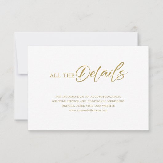Minimalistisch Gold Script op witbruiloft - detail Kaart (Voorkant)