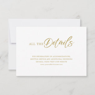 Minimalistisch Gold Script op witbruiloft - detail Kaart