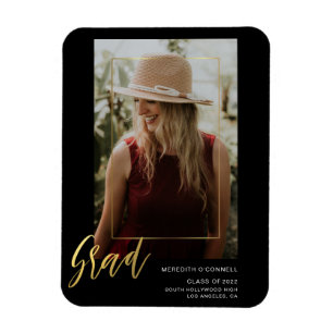 Minimalistisch Gold Script Photo Afstudeerder Aank Magneet