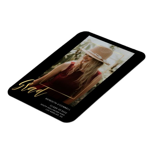 Minimalistisch Gold Script Photo Afstudeerder Aank Magneet (Linkerzijde)