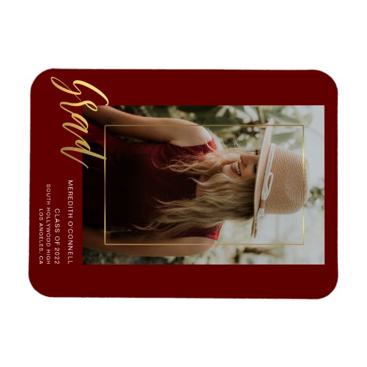 Minimalistisch Gold Script Photo Afstudeerder Aank Magneet (Horizontaal)