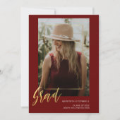 Minimalistisch Gold Script Photo-Afstuderen Kaart (Voorkant)