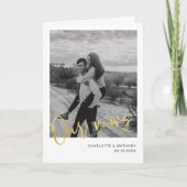 Minimalistisch Gold Script Photo Our Vow Kaart (Voorkant)