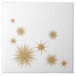 Minimalistisch Gold Starst-keramische tapijten Tegeltje<br><div class="desc">Moderne,  minimalistische keramische tegel met een stijlvol glitterijgoud dat op een witte achtergrond in een uitbarsting komt. Eenvoudig,  schoon modern design.</div>