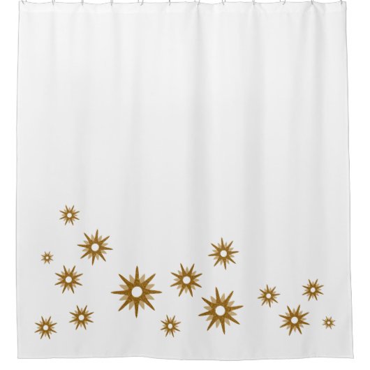Minimalistisch Gold Starst-ontwerp | wit Douchegordijn (Voorkant)