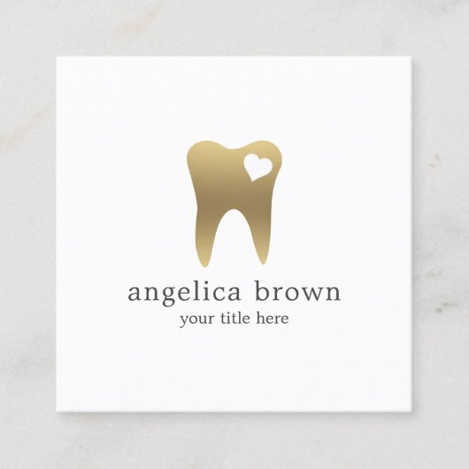 Minimalistisch Gold Teeth Dental Square Visitekaar Vierkante Visitekaartje (Voorkant)
