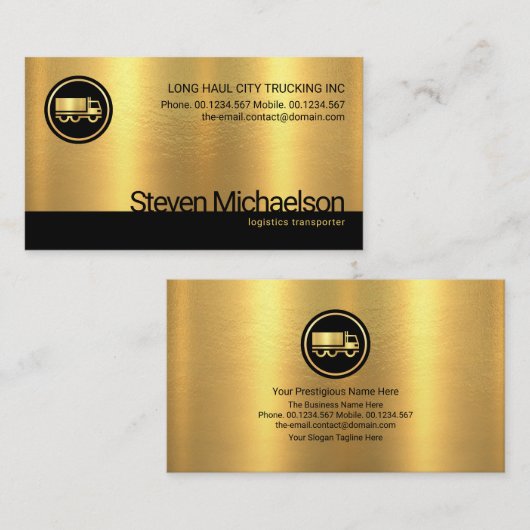 Minimalistisch Gold Texture Black Layer Truck Driv Visitekaartje (Voorkant / Achterkant)