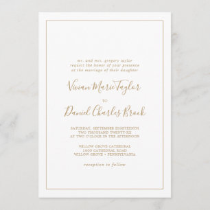 Minimalistisch Gold Traditional Wedding Kaart