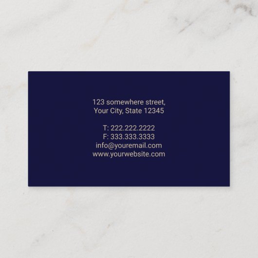 Minimalistisch Gold Typografie Elegant Navy Blue Visitekaartje (Achterkant)