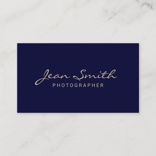 Minimalistisch Gold Typografie Elegant Navy Blue Visitekaartje (Voorkant)