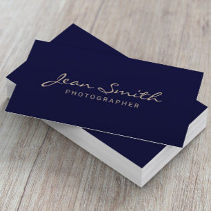 Minimalistisch Gold Typografie Elegant Navy Blue Visitekaartje