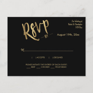 Minimalistisch Gold Wedding Event Response RSVP Briefkaart