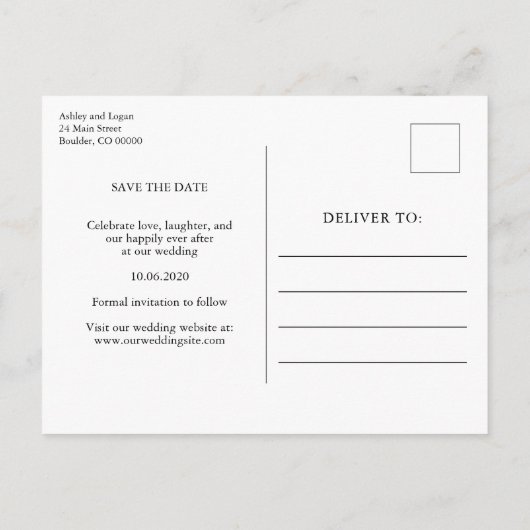 Minimalistisch Gold Wedding Save the Date Photo Aankondigingskaart (Achterkant)