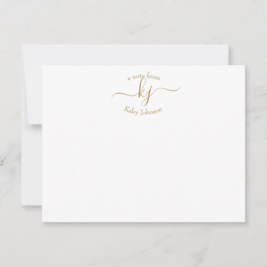 Minimalistisch Gold White 2 Monogram Initiaal Opme Bedankkaart (Voorkant)