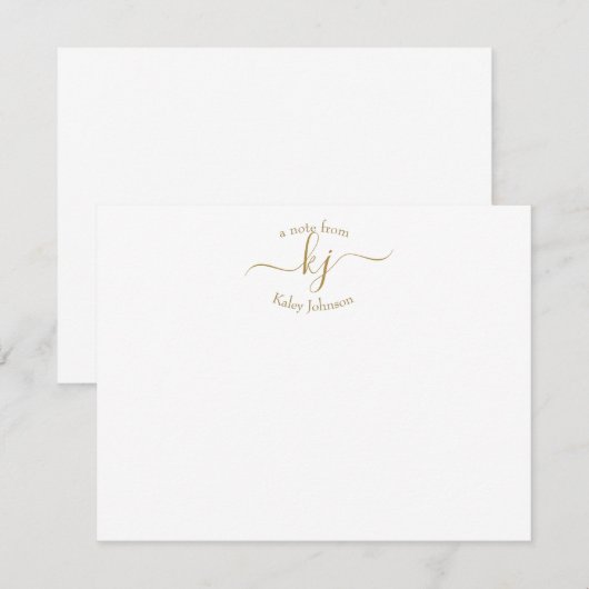 Minimalistisch Gold White 2 Monogram Initiaal Opme Bedankkaart (Voorkant / Achterkant)