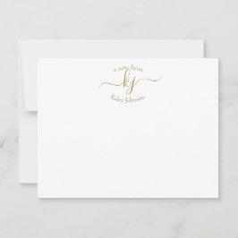 Minimalistisch Gold White 2 Monogram Initiaal Opme Bedankkaart