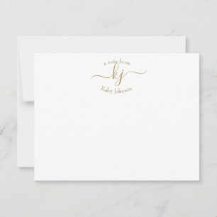 Minimalistisch Gold White 2 Monogram Initiaal Opme Bedankkaart
