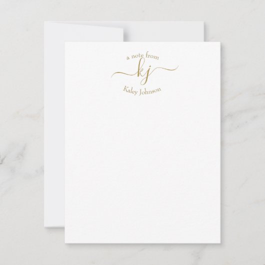 Minimalistisch Gold White 2 Monogram Initiaal Opme Bedankkaart (Voorkant)
