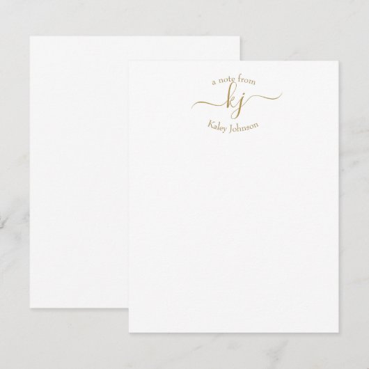 Minimalistisch Gold White 2 Monogram Initiaal Opme Bedankkaart (Voorkant / Achterkant)