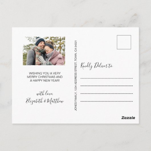 Minimalistisch Gold White 4-fotokerstBriefkaart Briefkaart (Achterkant)