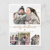 Minimalistisch Gold White 4-fotokerstBriefkaart Briefkaart (Voorkant)