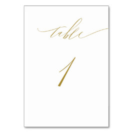 Minimalistisch Gold White Elegant Script No 1 Wedd Kaart