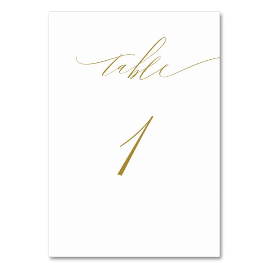 Minimalistisch Gold White Elegant Script No 1 Wedd Kaart (Achterkant)