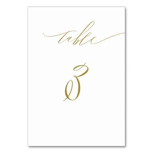 Minimalistisch Gold White Elegant Script No. 3 Wed Kaart (Voorkant)