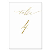Minimalistisch Gold White Elegant Script No 4 Wedd Kaart (Achterkant)