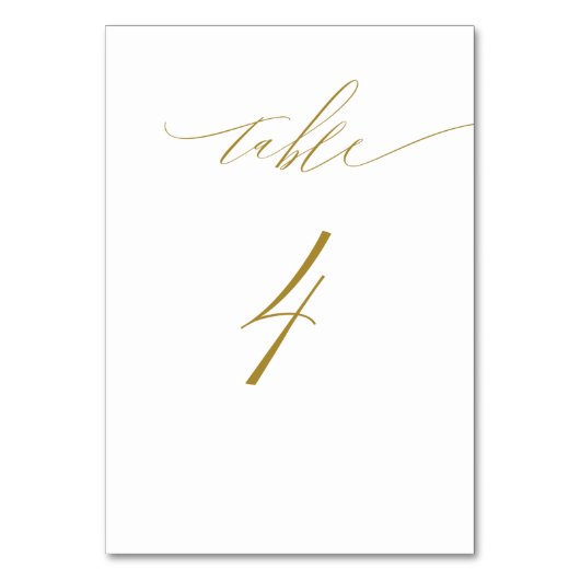 Minimalistisch Gold White Elegant Script No 4 Wedd Kaart (Achterkant)