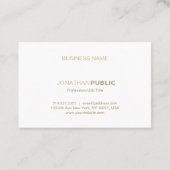 Minimalistisch Gold White Plain Modern Fashionable Visitekaartje (Achterkant)