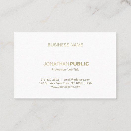 Minimalistisch Gold White Plain Modern Fashionable Visitekaartje (Achterkant)