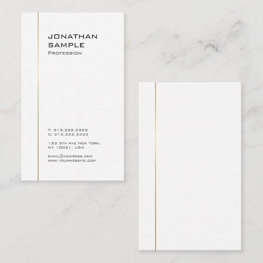 Minimalistisch Gold White Sjabloon Professional Mo Visitekaartje (Voorkant / Achterkant)