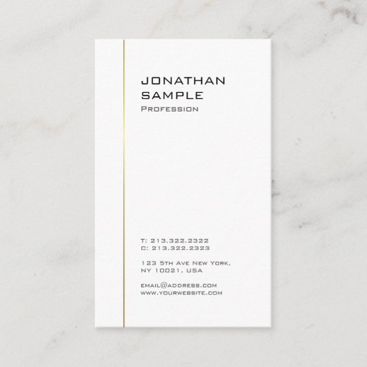 Minimalistisch Gold White Sjabloon Professional Mo Visitekaartje (Voorkant)