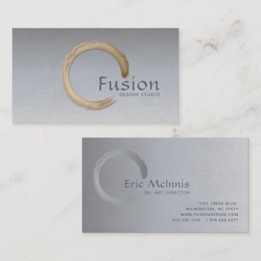 Minimalistisch Golden Enso Circle Visitekaartje (Voorkant / Achterkant)