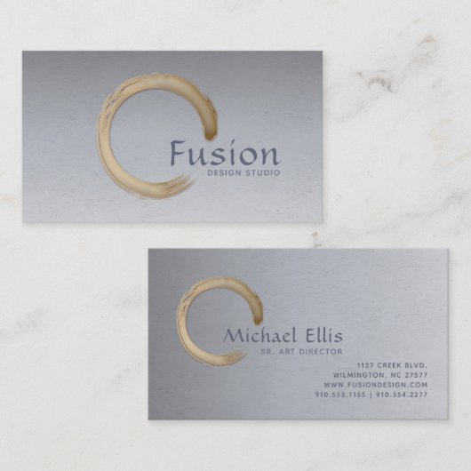 Minimalistisch Golden Enso Circle Visitekaartje (Voorkant / Achterkant)