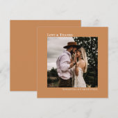 Minimalistisch Golden Tan Simple Weddenschap Foto  Bedankkaart (Voorkant / Achterkant)
