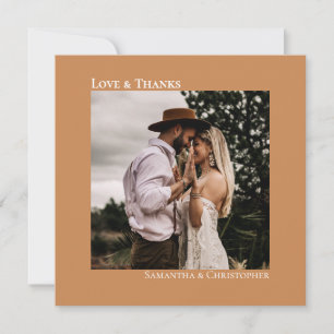Minimalistisch Golden Tan Simple Weddenschap Foto Bedankkaart