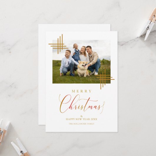 Minimalistisch Golden voor kerstfoto's met fijne k Kaart (Voorkant / Achterkant in situ)