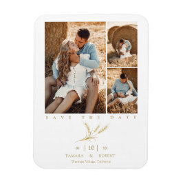 Minimalistisch Golden Wheat 3 Foto's Collage Weddi Magneet