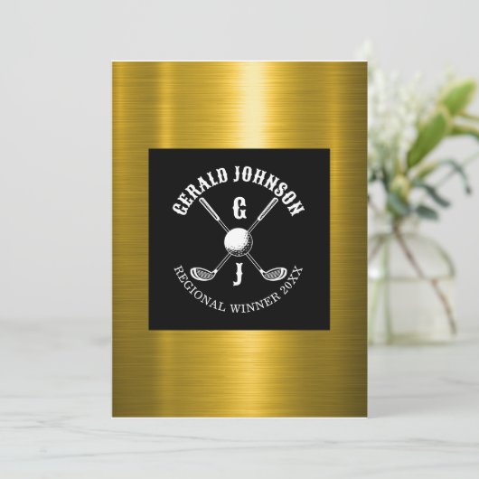 Minimalistisch Golf Monogram Ontwerp Kaart (Staand voorkant)