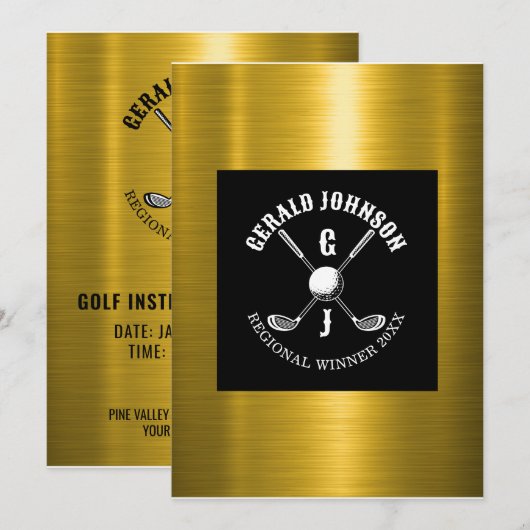Minimalistisch Golf Monogram Ontwerp Kaart (Voorkant / Achterkant)