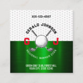 Minimalistisch Golf Monogram Ontwerp Vierkante Visitekaartje (Voorkant)